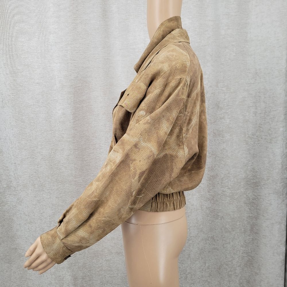 Vintage Silk Snakeskin Print Cropped Jacket Top & Faux Wrap Skirt Matching Set - Picture 5 of 15